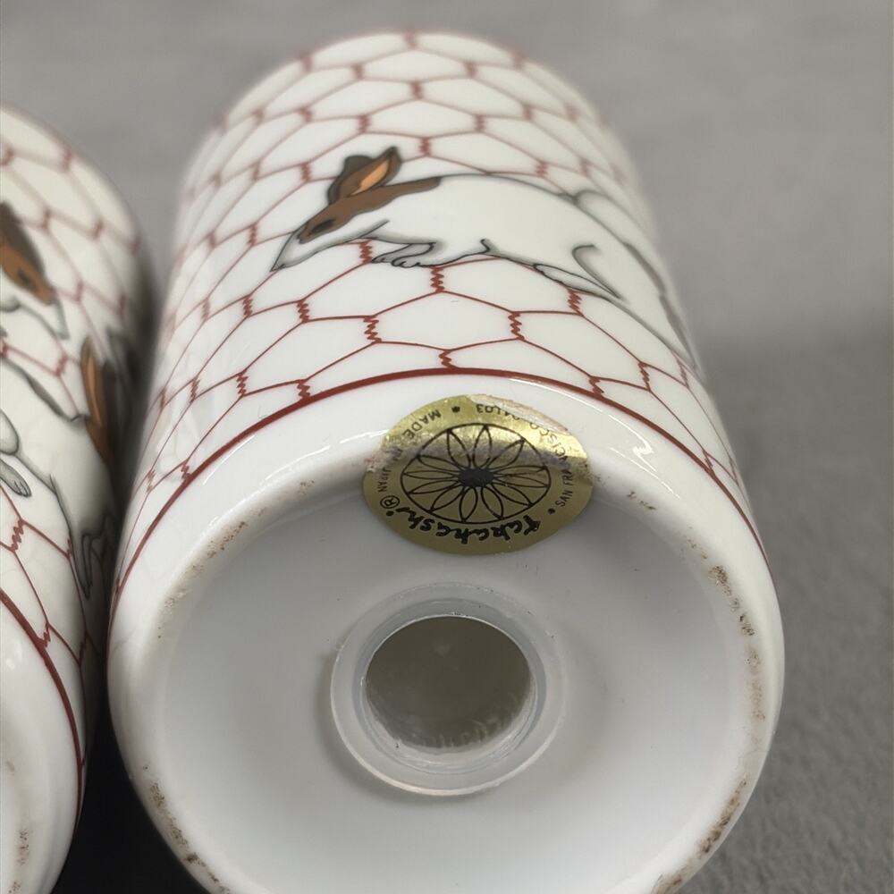Vintage Takahashi Ceramic Salt and Pepper Shakers Bunnies Rabbits Charity - Picture 9 of 12